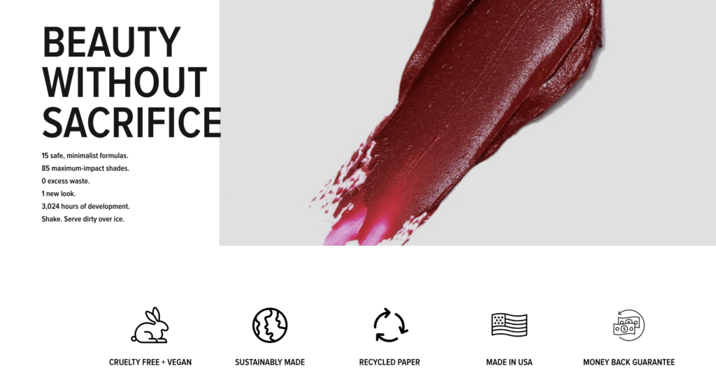 Clove and Hallow show what matters to them, right on their home page.