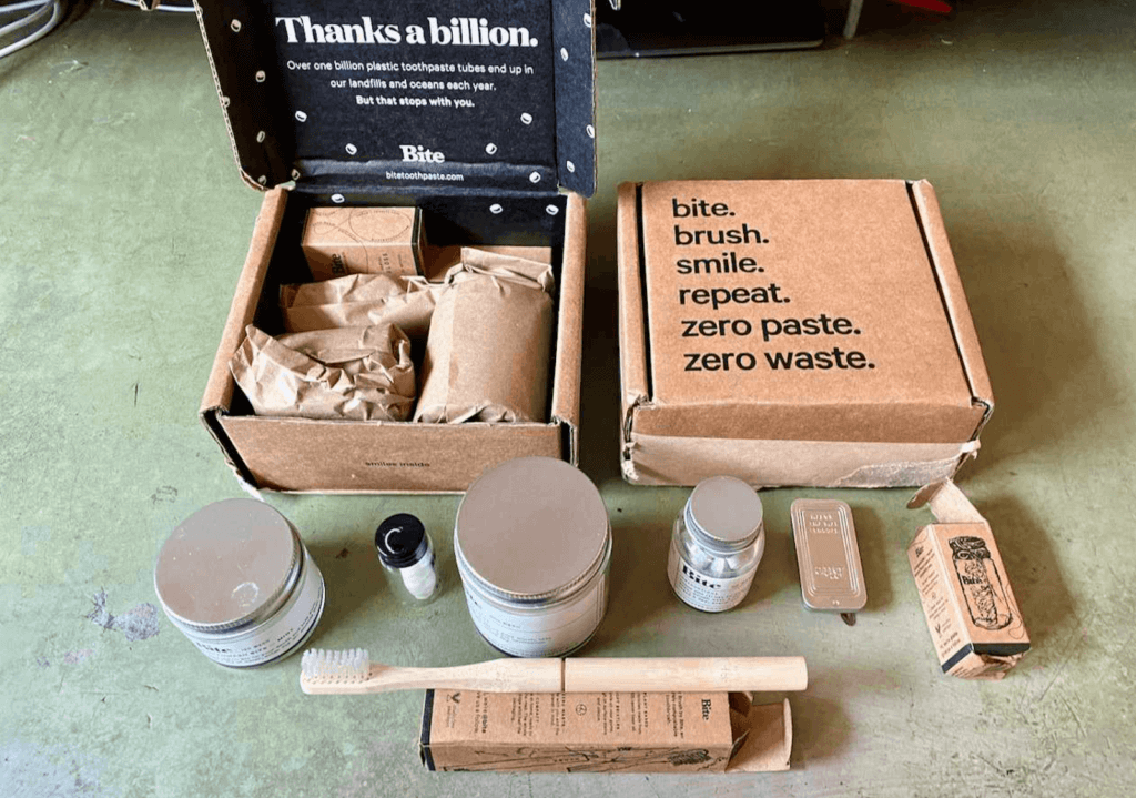 Bite uses their boxes as an opportunity for telling brand story, writing clever and playful copy.