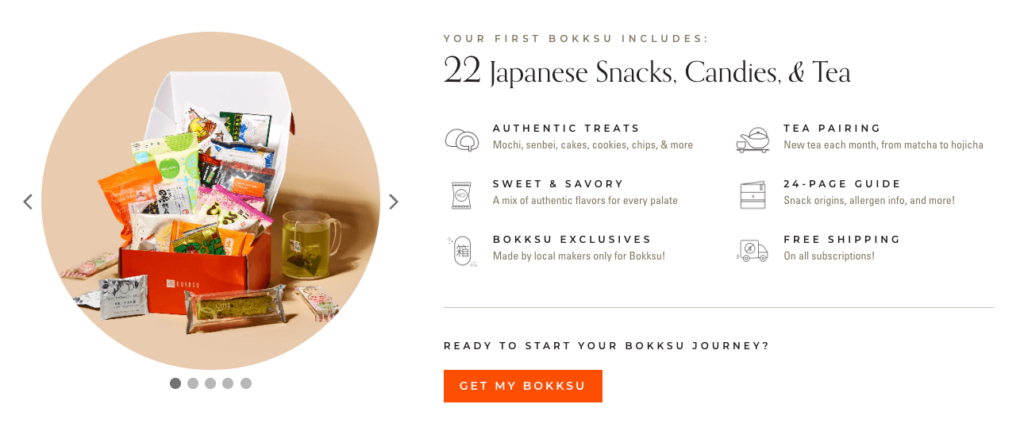 Bokksu’s first subscription box details.