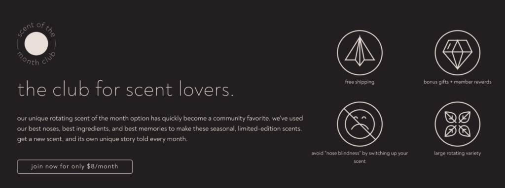 Drift's scent of the month club has many advantages for members. 