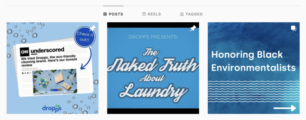 Dropps shares all about sustainability on their Instagram.