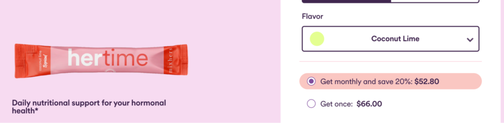 A Mixher pack is shown with subscription options.