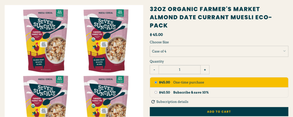 Seven Sundays is a great example of the subscribe-and-save model.