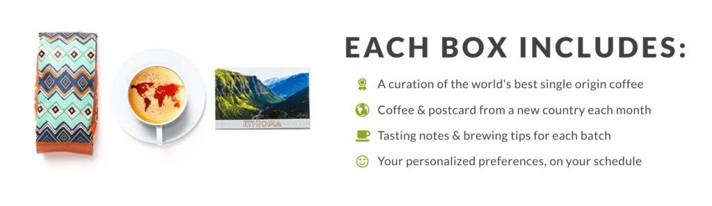 A screenshot from Atlas Coffee Club that explains what each box includes.