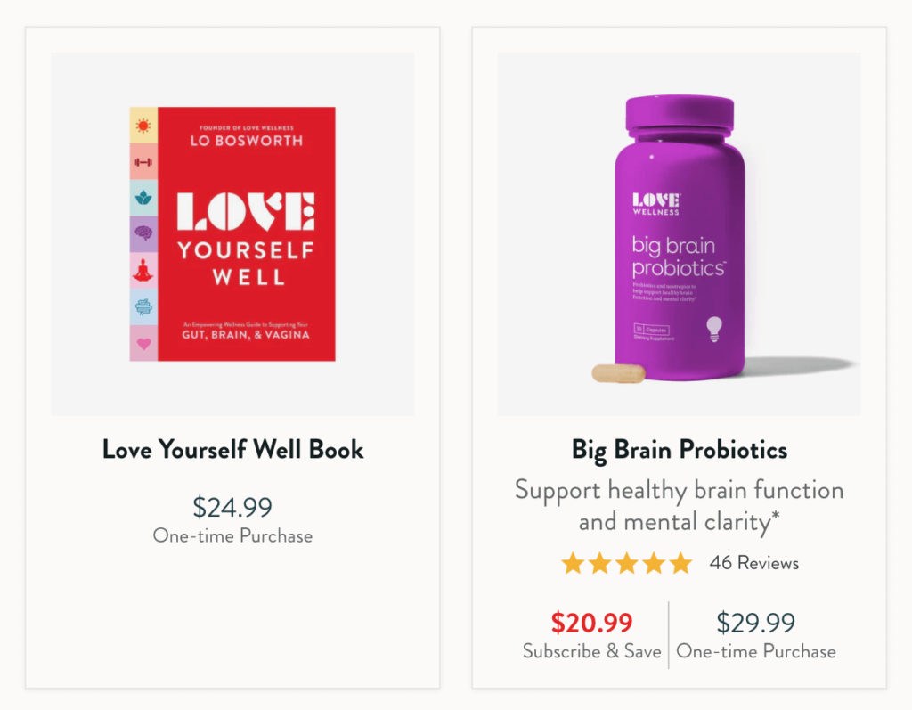 Love Wellness uses charm pricing.