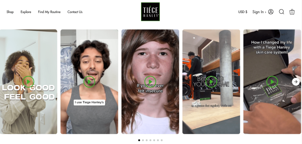 User-generated content on the Tiege Hanley website.